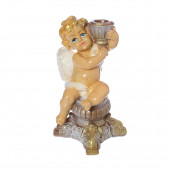 Сувенир Ангел с подсвечником на колонне, цветной (Гипс)