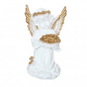 Сувенир Ангел с корзиной цветов, большой, золото (64) (Гипс)