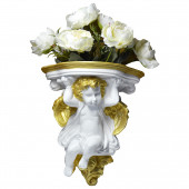 Сувенир-кашпо Ангел №3, белый, золото (Гипс)