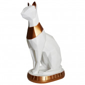 Сувенир гипсовый Кошка-геометрия, белая, золото (Гипс)
