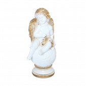 Сувенир Ангел на шаре большой, бело-золотой (Гипс)