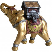 Сувенир гипсовый Слон с домом №2, золото (Гипс)