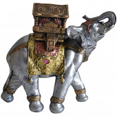 Сувенир гипсовый Слон с домом №2, серебро (Гипс)