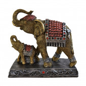 Сувенир гипсовый Слон со слонёнком №2, медь (Гипс)
