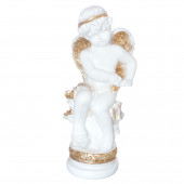 Сувенир Ангел на подставке, большой бело-золотой (Гипс)
