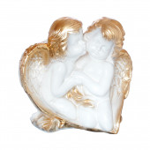 Сувенир Ангелы-пара №2, бело-золотой (Гипс)