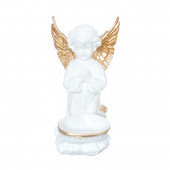 Сувенир Ангел с чашей внизу, большой, бело-золотой (Гипс)