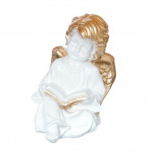 Сувенир Ангел читающий, малый, бело-золотой (Гипс)
