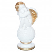 Сувенир Ангел на шаре со звёздами, бело-золотой (Гипс)