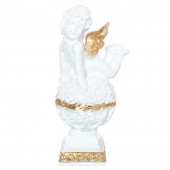 Сувенир Ангел на шаре №2, большой, бело-золотой (Гипс)