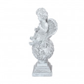 Сувенир Ангел на шаре с голубем, камень серый (Гипс)