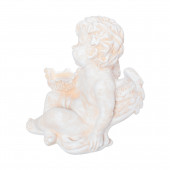 Сувенир Ангел с подсвечником большой, камень бежевый (Гипс)