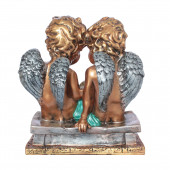 Сувенир Ангелы-пара с книгой больший, бронза цветная (Гипс)