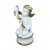 Сувенир Ангел Купидон на подставке, бело-золотой (Гипс)