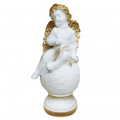 Сувенир Ангел на шаре №3, большой, бело-золотой (Гипс)