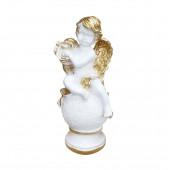 Сувенир Ангел на шаре с арфой, бело-золотой (Гипс)