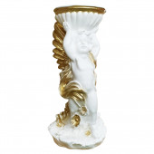 Сувенир Ангел с чашей над головой, бело-золотой (Гипс)