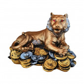Сувенир Тигр на монетах, цветной, бронза (Гипс)