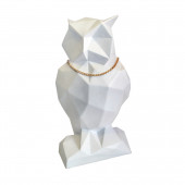 Сувенир гипсовый Сова оригами №5, белая (Гипс)