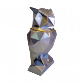 Сувенир гипсовый Сова оригами №5, серебро (Гипс)