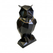 Сувенир гипсовый Сова оригами №5, чёрная (Гипс)