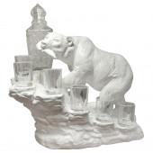 Сувенир гипсовый Мини-бар Медведь №4, белый (бутылка, стопки в комплект не входят) (Гипс)