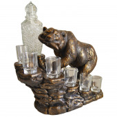 Сувенир гипсовый Мини-бар Медведь №4, коричнево-золотой (бутылка, стопки в комплект не входят) (Гипс)