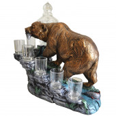 Сувенир гипсовый Мини-бар Медведь №4, цветной (бутылка, стопки в комплект не входят) (Гипс)