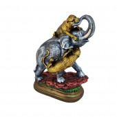 Сувенир гипсовый Слон с тиграми, бронза, цветной (195) (Гипс)