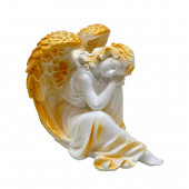 Сувенир Ангел-мечтатель, белый с золотой задувкой (Гипс)