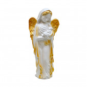 Сувенир Ангел с ребёнком, белый с золотой задувкой (Гипс)