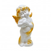 Сувенир Ангел-мальчик с сердцем, белый с золотом (Гипс)