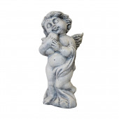 Сувенир Ангел-мальчик с сердцем, камень серый (Гипс)