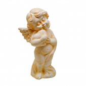 Сувенир Ангел-мальчик с сердцем, камень слоновая кость (Гипс)