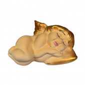 Сувенир Ангел на подушечке, бежевый с золотом (Гипс)