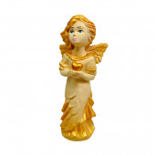 Сувенир Ангелок с сердцем, бежевый с золотом (Гипс)
