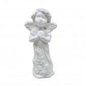 Сувенир Ангелок с букетом, белый (Гипс)