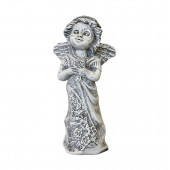 Сувенир Ангелок с букетом, камень серый (Гипс)