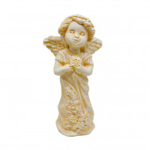 Сувенир Ангелок с букетом, камень слоновая кость (Гипс)