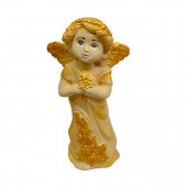 Сувенир Ангелок с букетом, бежевый с золотом (Гипс)