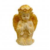 Сувенир Ангелок молящийся, бежевый с золотом (Гипс)