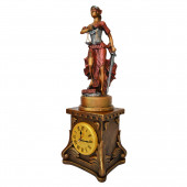 Сувенир гипсовый Часы №3 Фемида, коричнево-золотая (в красном) (Гипс)