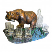 Сувенир гипсовый Мини-бар Медведь №6, цветной (бутылка, стопки в комплект не входят) (Гипс)