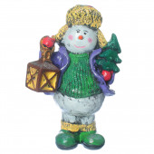 Сувенир Снеговик в ушанке с фонарём (Гипс)