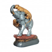 Сувенир гипсовый Слон с тиграми, серебряный (Гипс)