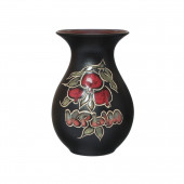 Настольная ваза Капля черная  малая с рисунком