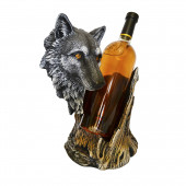 Сувенир-подставка для бутылки Волк №9, водная краска (серый) (Гипс)