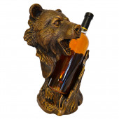 Сувенир-подставка для бутылки Медведь №7, коричнево-золотой (Гипс)