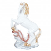 Сувенир Конь огромный №4, белый с золотом (Гипс)
