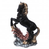 Сувенир Конь огромный №4, чёрный с золотом (Гипс)